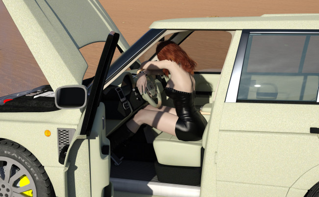 Обои картинки фото 3д графика, люди-авто, мото , people- car ,  moto, девушка, взгляд, фон