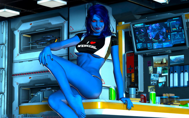 Обои картинки фото 3д графика, существа , creatures, взгляд, девушка, фон