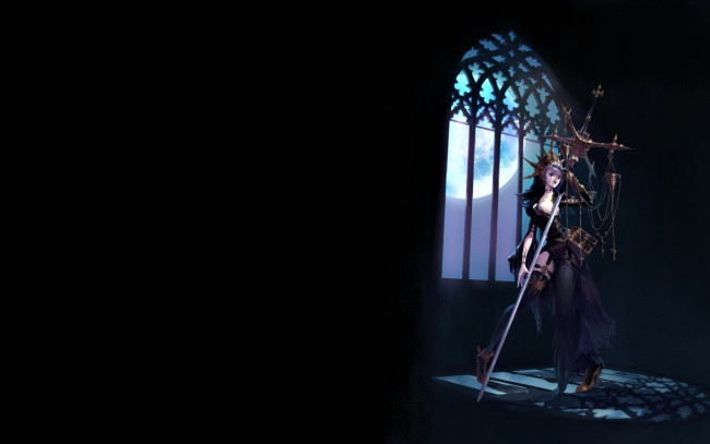 Обои картинки фото фэнтези, девушки, девушка, посох, окно