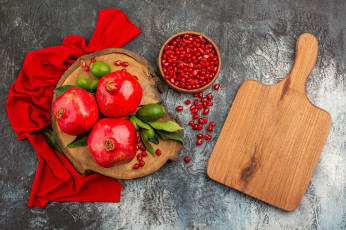Картинка еда гранат красное полотенце гранаты зерна