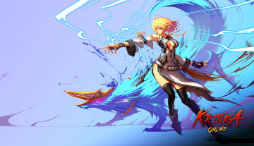 обоя видео игры, kritika online, девушка, магия, зверь
