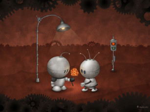 Картинка рисованные vladstudio фонарь светофор роботы