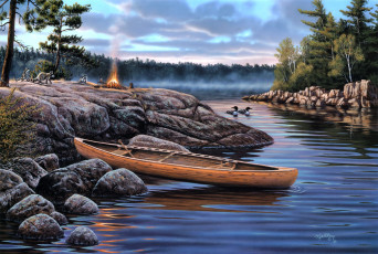 Картинка the little rascals рисованные rick kelley костер еноты утки лодка