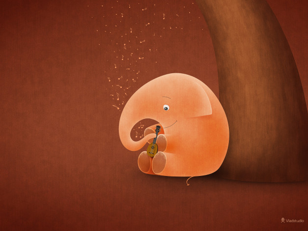 Обои картинки фото рисованные, vladstudio, слон