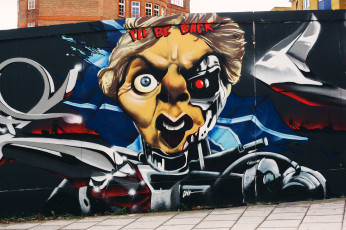 Картинка разное граффити рисунок стена терминатор