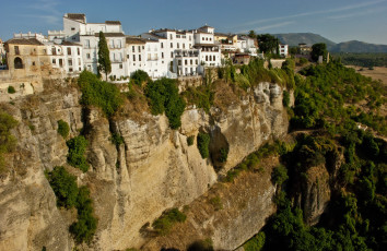 Картинка ronda spain города пейзажи дома ущелье горы деревья