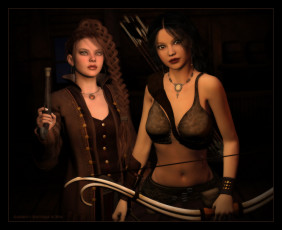 Картинка 3д+графика люди+ people оружие взгляд девушки