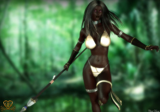 Картинка 3д+графика фантазия+ fantasy копье взгляд девушка