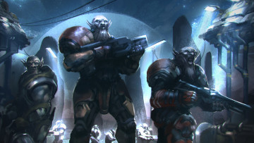 Картинка фэнтези существа мир воины монстры иной оружие