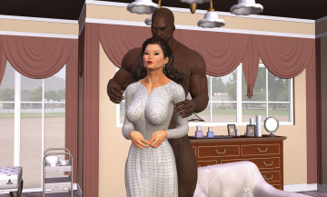 Картинка 3д+графика люди+ people окна кровать комната мужчина девушка шторы