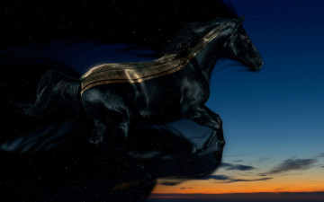 Картинка 3д+графика животные+ animals фон лошадь