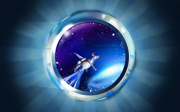 Картинка фэнтези роботы +киборги +механизмы иллюминатор космос звезды корова робот