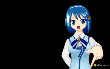 Картинка компьютеры windows+7+ vienna палец аниме девочка черный фон