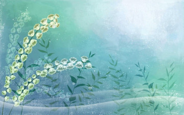 Картинка рисованные цветы цветение ландыши листья ветки