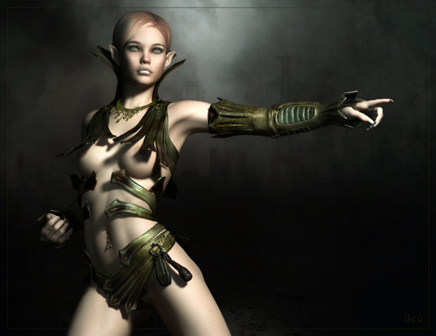 Обои картинки фото 3д графика, эльфы , elves, жест, взгляд, эльфийка
