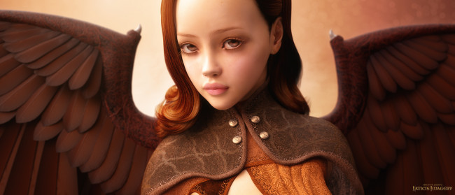 Обои картинки фото 3д графика, ангел , angel, фон, ангел, взгляд, девушка
