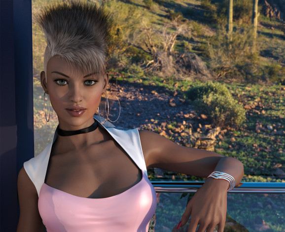 Обои картинки фото 3д графика, портрет , portraits, взгляд, фон, девушка