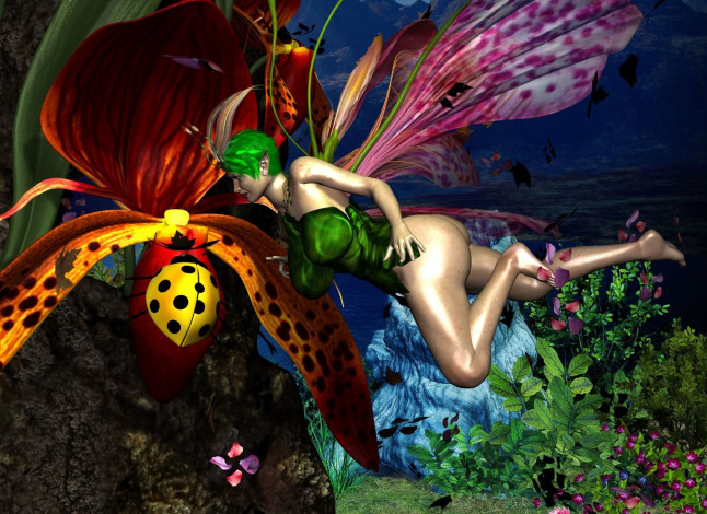 Обои картинки фото 3д графика, эльфы , elves, фон, взгляд, фея