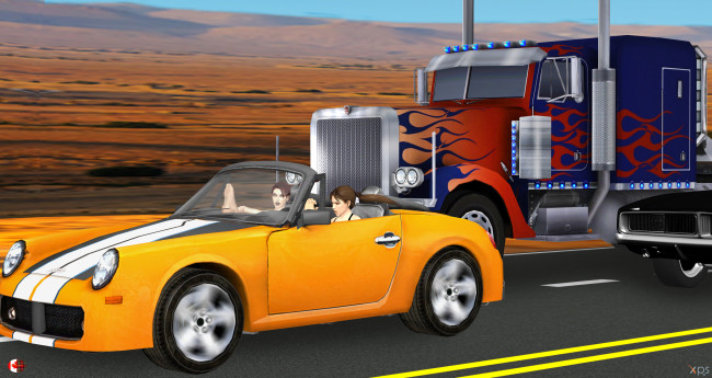 Обои картинки фото 3д графика, люди-авто, мото , people- car ,  moto, девушки, автомобиль, фон, взгляд