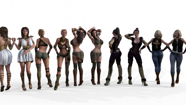 Обои картинки фото 3д графика, люди , people, фон, взгляд, девушки