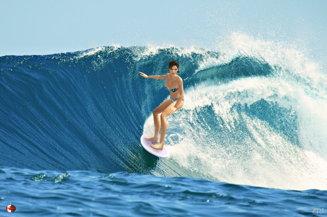 Обои картинки фото 3д графика, спорт , sport, серфинг, волны, девушки, взгляд, фон, море