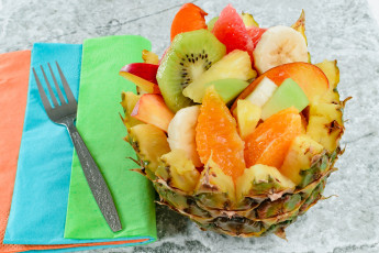 Картинка еда мороженое +десерты киви апельсин ананас десерт банан яблоко фруктовый салат