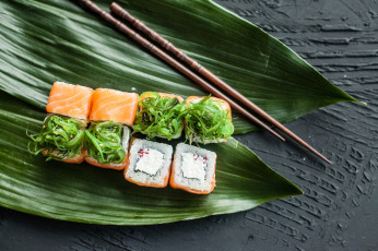 Картинка еда рыба +морепродукты +суши +роллы палочки вкусно рис лосось роллы