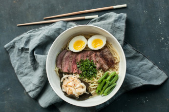 Картинка еда вторые+блюда мясо лапша спаржа яйцо