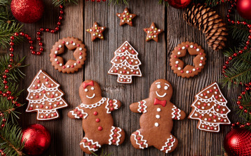 обоя праздничные, угощения, xmas, новый, год, выпечка, merry, gingerbread, сладкое, печенье, глазурь, рождество, christmas, cookies, decoration