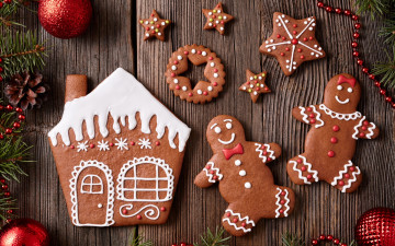 Картинка праздничные угощения xmas новый год выпечка merry gingerbread сладкое печенье глазурь рождество christmas cookies decoration