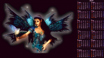 Картинка календари фэнтези птица крылья девушка