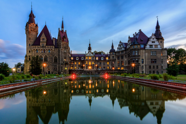 Обои картинки фото moszna castle, города, замки польши, простор