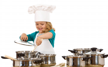 Картинка разное дети девочка колпак кастрюли