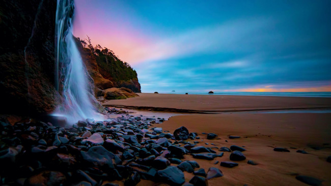 Обои картинки фото hug point falls, oregon coast, природа, водопады, hug, point, falls, oregon, coast