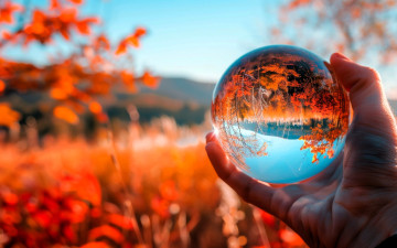 Картинка 3д+графика природа+ nature рука шар природа осень