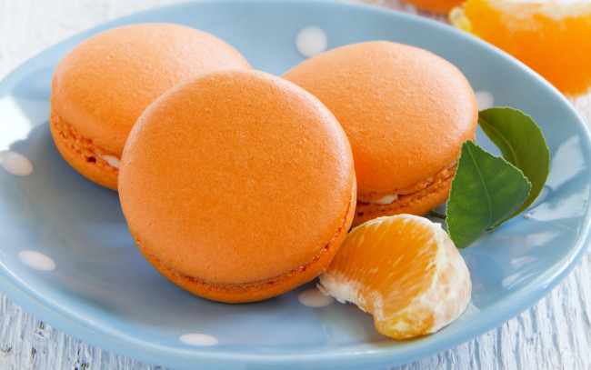 Обои картинки фото еда, макаруны, лакомство, апельсиновые