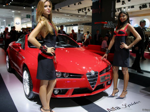 Картинка alfa romeo spider автомобили авто девушками