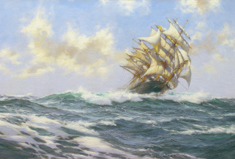 Картинка montague dawson рисованные море парусник