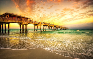 Картинка природа побережье закат песок волны