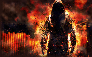 Картинка демон фэнтези призраки капюшон огонь балахон