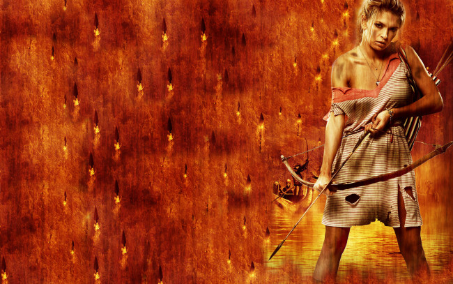 Обои картинки фото джунгли, кино, фильмы, огонь, стрела, вера, брежнева, лук