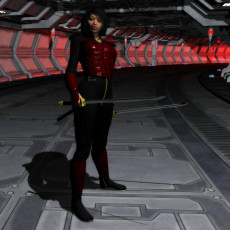 Картинка 3д графика fantasy фантазия девушка взгляд мечи тень