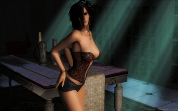 Картинка 3д графика elves эльфы эльфийка стол