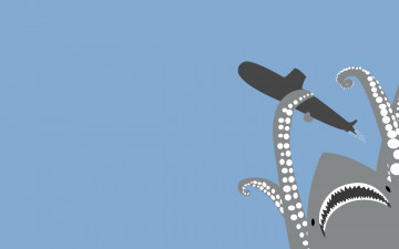 Картинка рисованные минимализм субмарина восьминог