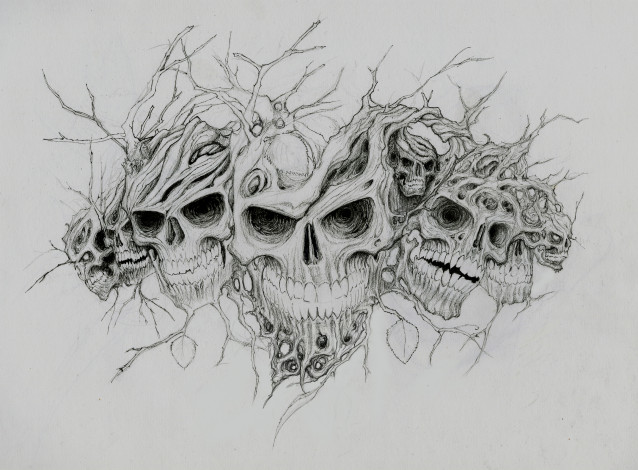 Обои картинки фото рисованные, минимализм, черепа