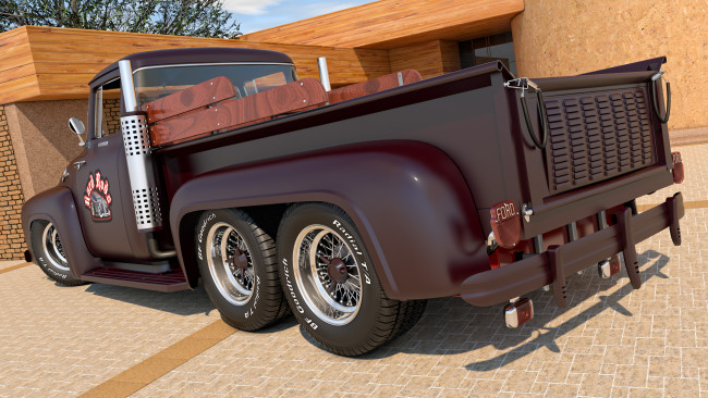 Обои картинки фото автомобили, 3д, 1956, ford, f100