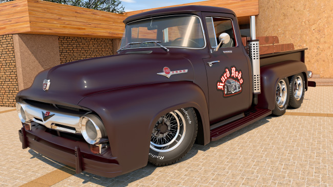 Обои картинки фото автомобили, 3д, 1956, ford, f100