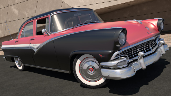 Обои картинки фото автомобили, 3д, 1956, ford, fairlane, town, sedan