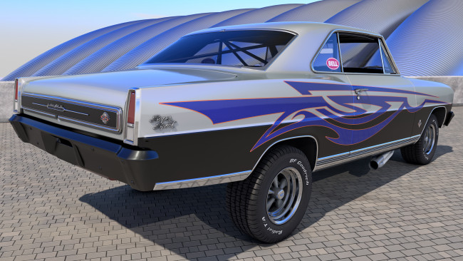 Обои картинки фото автомобили, 3д, 1966, chevy