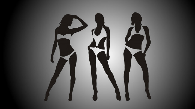 Обои картинки фото рисованные, минимализм, девушки, купальник, силуэт